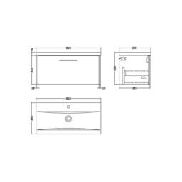 Balterley Winshill Contemporary 1 Drawer Wall Hung Vanity Basin Unit, 800mm in Grey - thumbnail 2