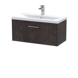 Balterley Winshill Contemporary 1 Drawer Wall Hung Vanity Basin Unit, 800mm in Grey - thumbnail 1