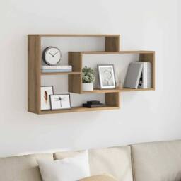 Berkfield Home Wall Shelf Artisan Oak 104x20x58.5 cm Engineered Wood in Brown - thumbnail 2