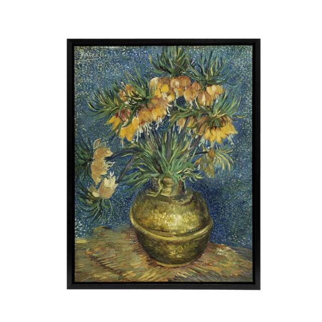 "Artery8 Van Gogh Fritillaries In Copper Vase Framed Canvas Wall Art Print - Size: W12"" x H16""" - image 1