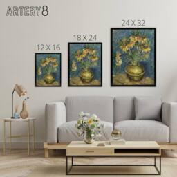 "Artery8 Van Gogh Fritillaries In Copper Vase Framed Canvas Wall Art Print - Size: W12"" x H16""" - thumbnail 4