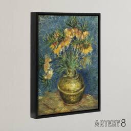 "Artery8 Van Gogh Fritillaries In Copper Vase Framed Canvas Wall Art Print - Size: W12"" x H16""" - thumbnail 2