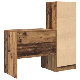 Berkfield Home Desk with Storage Old Wood Engineered Wood in Brown - thumbnail 8