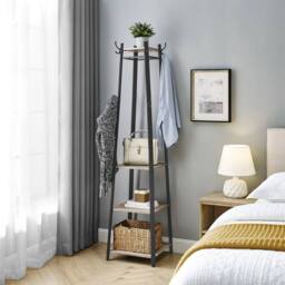 Kelvenix Greige Clothes Rack with 3 Tier Shelf in Beige - thumbnail 5