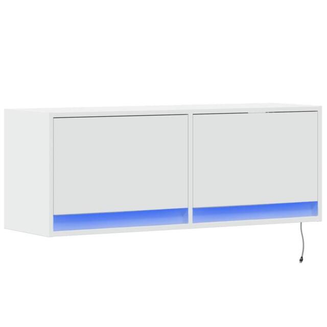 Berkfield Home TV Wall Cabinet with LED Lights White 100x31x35 cm - Size: 100 x 31 x 35 cm - image 1