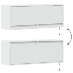 Berkfield Home TV Wall Cabinet with LED Lights White 100x31x35 cm - Size: 100 x 31 x 35 cm - thumbnail 9