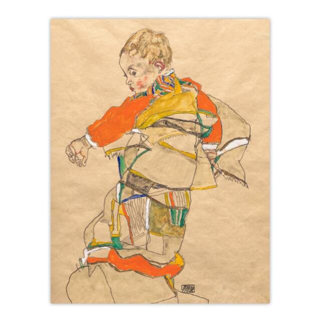"Artery8 Anton Peschka Jr Portrait of a Child Schiele Wall Art Poster Print in Beige - Size: W18"" x H24""" - image 1