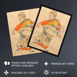 "Artery8 Anton Peschka Jr Portrait of a Child Schiele Wall Art Poster Print in Beige - Size: W18"" x H24""" - thumbnail 2