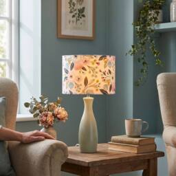 Happy Homewares Elegant Cotton Lampshade with Watercolour Style Botanical Floral Decor in Pink - Size: 12 inches - thumbnail 6