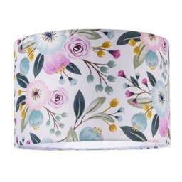 Happy Homewares Elegant Cotton Lampshade with Watercolour Style Botanical Floral Decor in Pink - Size: 12 inches