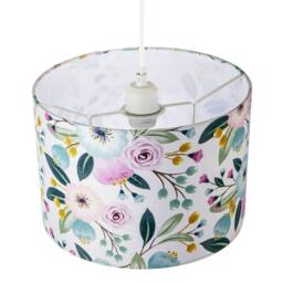 Happy Homewares Elegant Cotton Lampshade with Watercolour Style Botanical Floral Decor in Pink - Size: 12 inches - thumbnail 3