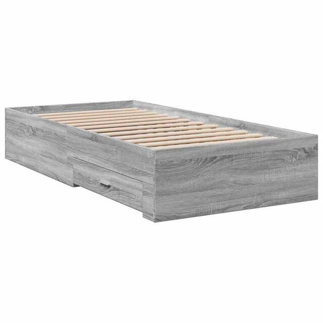 Berkfield Home Modern Bed Frame with Drawers without Mattress Grey Sonoma 90x190 - Size: Single - image 1