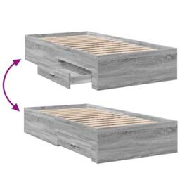 Berkfield Home Modern Bed Frame with Drawers without Mattress Grey Sonoma 90x190 - Size: Single - thumbnail 7