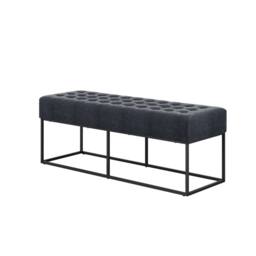 Wyld Haus Cavan Upholstered Diamond Bench Steel Grey Chenille - thumbnail 3