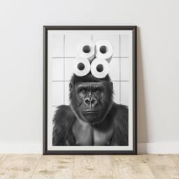 60 SECOND MAKEOVER Funny Gorilla & Toilet Roll Print - Size: A4 - thumbnail 1