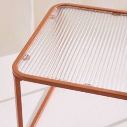 sweeek Set of 2 nesting tables metal & ribbed glass in Orange - thumbnail 7