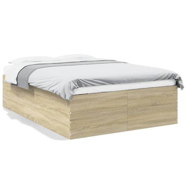 Berkfield Home Bed Frame without Mattress Sonoma Oak 120x200 cm in Natural - Size: Small Double - image 1