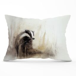 Warren Reed - Designer Badger Watercolour Cushions in Brown - Size: 60 cm x 60 cm - thumbnail 1