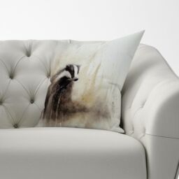 Warren Reed - Designer Badger Watercolour Cushions in Brown - Size: 60 cm x 60 cm - thumbnail 3