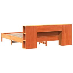 Berkfield Home Bookcase Bed without Mattress Wax Brown 200x200 cm Solid Wood Pine - thumbnail 6