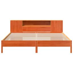 Berkfield Home Bookcase Bed without Mattress Wax Brown 200x200 cm Solid Wood Pine - thumbnail 4