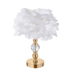Living and Home Romantic White Feather Table Lamp with Gold Crystal Base - thumbnail 6