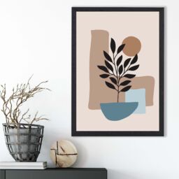 ARTZE Orange & Green Floral Flower Market Minimalist Framed Print SIZE: A2 with Black Frame - Size: A4 - thumbnail 2