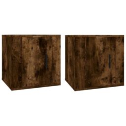 Berkfield Home Wall Mounted TV Cabinets 2 pcs Smoked Oak 40x34.5x40 cm in Brown - thumbnail 2