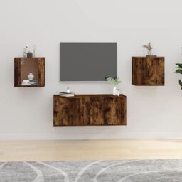 Berkfield Home Wall Mounted TV Cabinets 2 pcs Smoked Oak 40x34.5x40 cm in Brown - thumbnail 1
