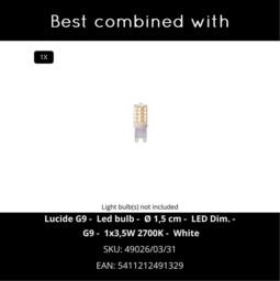 Lucide 'TYLER' Dimmable Stylish Retro Bathroom LED Flush Ceiling Light 1xG9 in Gold - thumbnail 5