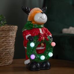 Samuel Alexander 25cm Light up Rudy Rudolph Christmas Hand Painted Decoration with LEDs in Brown - thumbnail 3