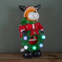 Samuel Alexander 25cm Light up Rudy Rudolph Christmas Hand Painted Decoration with LEDs in Brown - thumbnail 7