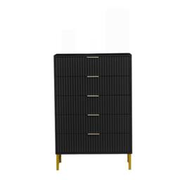 FURNITURE ONE Chest of 5 Drawers Storage Cabinet with Metal Legs - Black - Size: 1 Pack - thumbnail 5