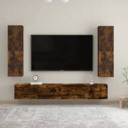 Berkfield Home Wall-mounted TV Cabinet Smoked Oak 30.5x30x110 cm in Brown - thumbnail 6
