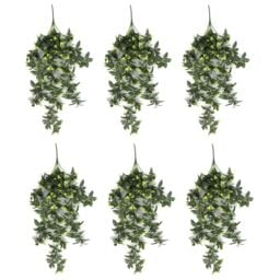 Leaf Pack of 6 x Hanging UV & Fire Resistant Artificial Pothos Plant 71cm in Green - thumbnail 1
