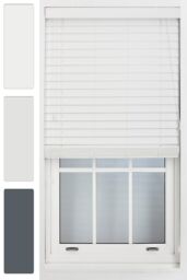 Furnished Venetian Window Blinds Faux Wood 50mm Slats in White - Size: 60 cm width x 150 cm drop - thumbnail 1