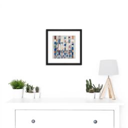 Artery8 Coulon 1960 Composition Abstract Painting 8X8 Inch Square Wooden Framed Wall Art Print Picture with Mount in Black - thumbnail 2