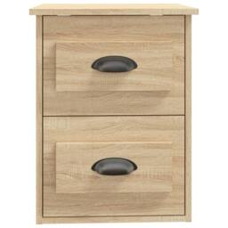 Berkfield Home Elegant Wall-mounted Bedside Cabinet Sonoma Oak 41.5x36x53cm in Light Tan - Size: 41.5x36x53 cm - thumbnail 7