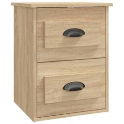 Berkfield Home Elegant Wall-mounted Bedside Cabinet Sonoma Oak 41.5x36x53cm in Light Tan - Size: 41.5x36x53 cm - thumbnail 3