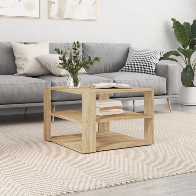 Berkfield Home Coffee Table Sonoma Oak 59.5x59.5x40 cm Engineered Wood in Brown - image 1