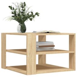 Berkfield Home Coffee Table Sonoma Oak 59.5x59.5x40 cm Engineered Wood in Brown - thumbnail 3