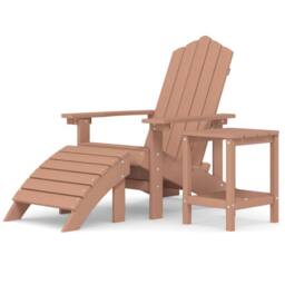 Berkfield Home Garden Adirondack Chair with Footstool & Table HDPE Brown - thumbnail 2