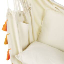 Wyld and Coco Hanging Hammock Chair - Beige Cotton Blend - thumbnail 6