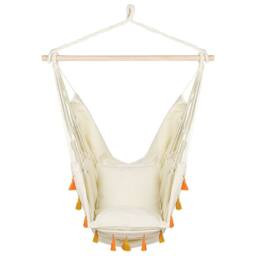 Wyld and Coco Hanging Hammock Chair - Beige Cotton Blend - thumbnail 4
