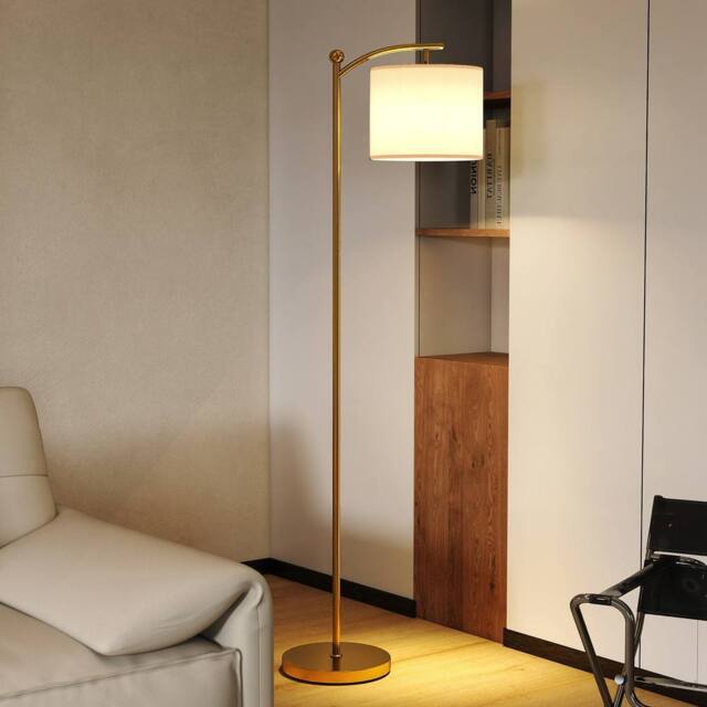 HOMCOM LED Floor Lamp with Dimmable Colours Temperature & Brightness, Gold - image 1