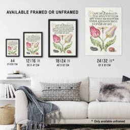 "Artery8 Tulip Ichneumon Wasp & Beans Calligraphy Wall Art Poster Print in White - Size: W18"" x H24""" - thumbnail 3
