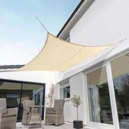 Primrose 2m Square Waterproof Ivory Garden Patio Sun Shade Sail Canopy 98% UV Block with Free Fixing Kit in Light Sand - thumbnail 1