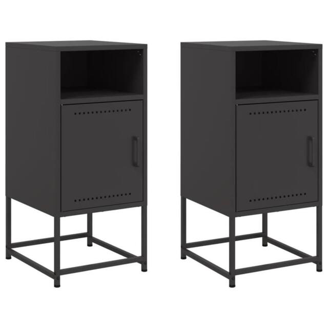 Berkfield Home Bedside Cabinets 2 pcs Black 36x39x78 cm Steel - Size: 36 x 39 x 78 cm - image 1