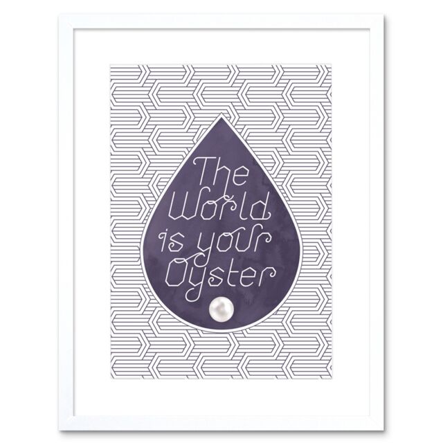 "Artery8 Wall Art Print World Is Your Oyster Pattern Pearl Artwork Framed 9X7 Inch in White - Size: W7"" x H9""" - image 1