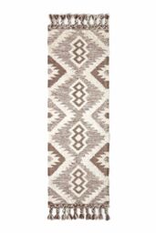 Homescapes Lhasa Handwoven Textured Kilim Wool Hall Runner, 66 x 200 cm in Brown - Size: 66 cm x 200 cm - thumbnail 2